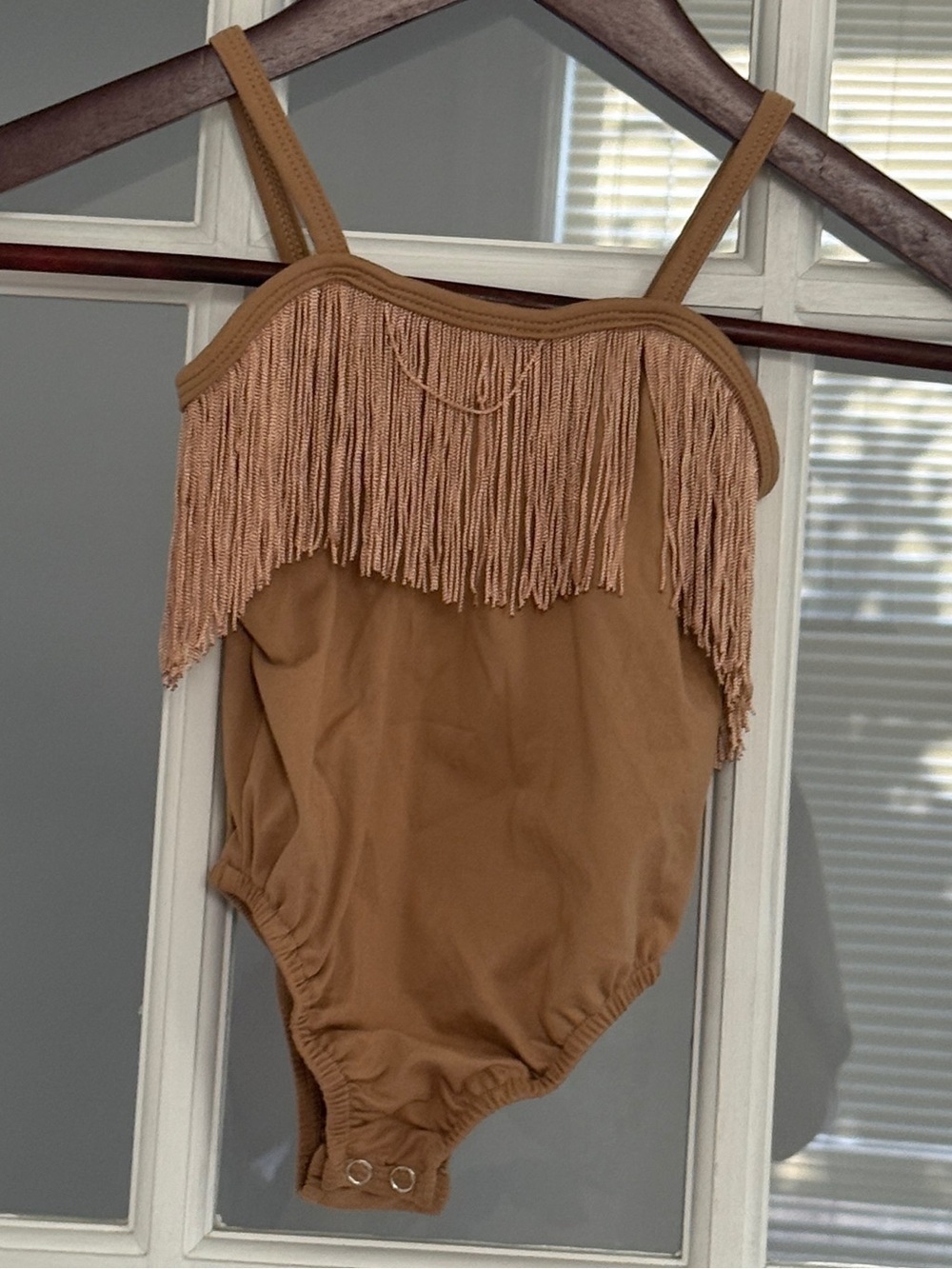 BAILEY'S BLOSSOMS Toddler Girl's Tan Fringe Detail Sleeveless Bodysuit Size 3T